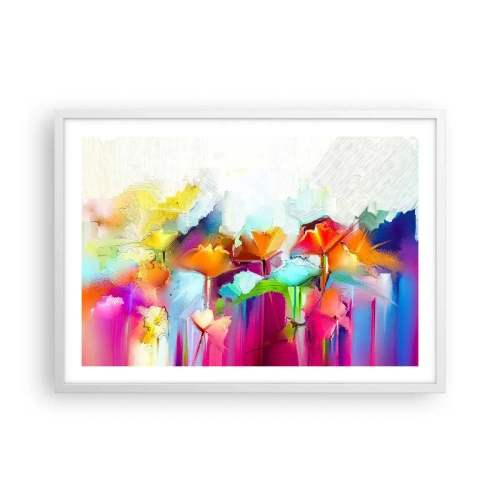 Poster in cornice bianca - L'arcobaleno è fiorito - 70x50 cm
