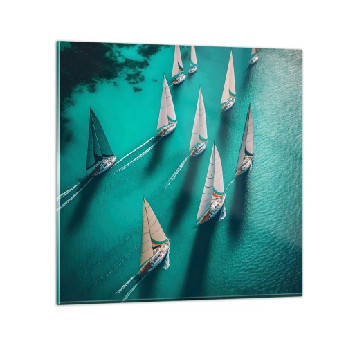 Quadro su vetro - In gara con il vento - 30x30 cm