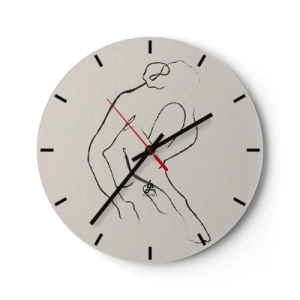 Orologio da parete - Orologio in Vetro - Uno schizzo delicato di una silhouette femminile su uno sfondo chiaro - 30x30cm - Schizzo intimo - Decorazione murale moderna per soggiorno, cucina e camera da letto ARTTOR