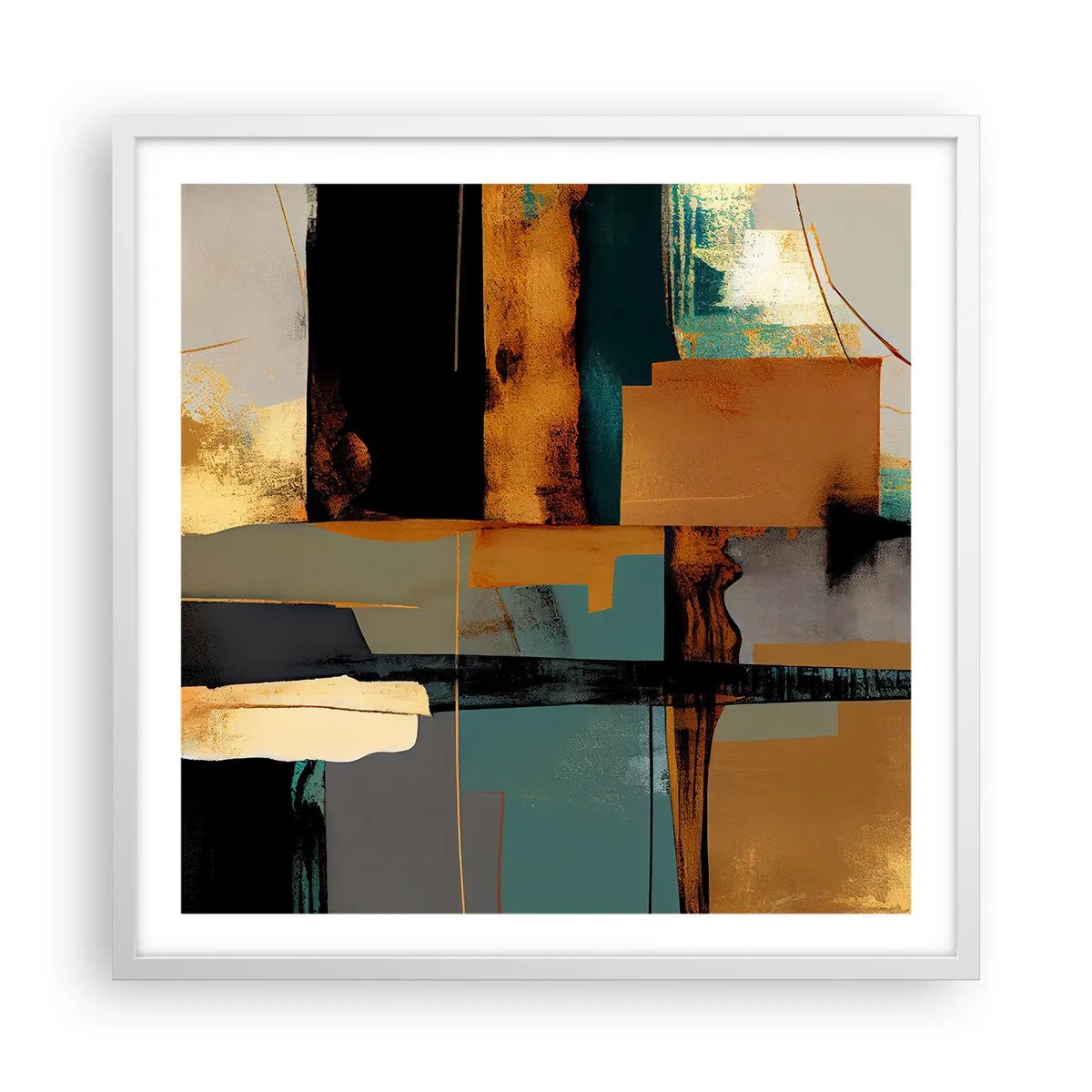 Poster in cornice bianca - Astrazione: luci e ombre - 60x60 cm