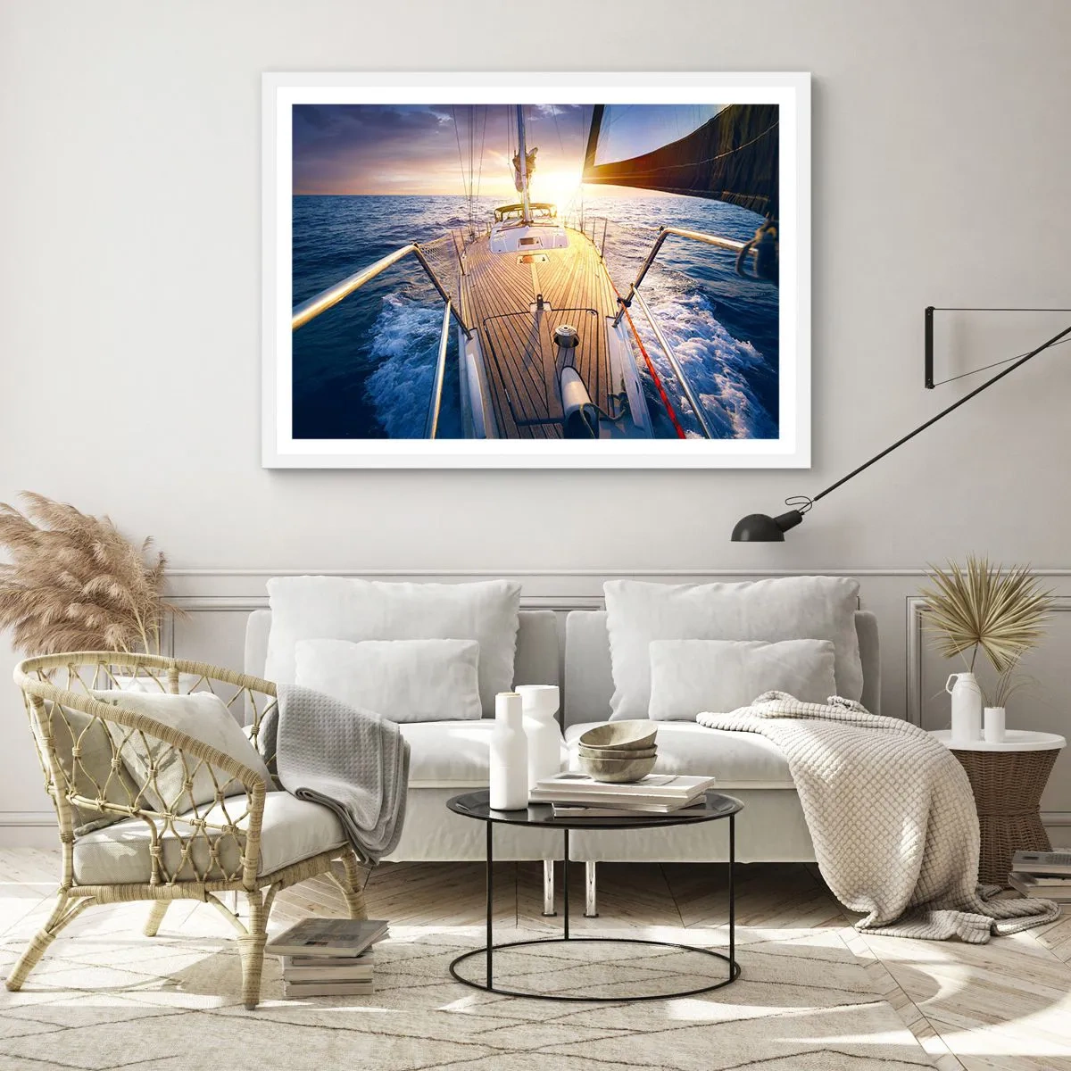 Poster in cornice bianca - Correndo sulle onde - 70x50 cm
