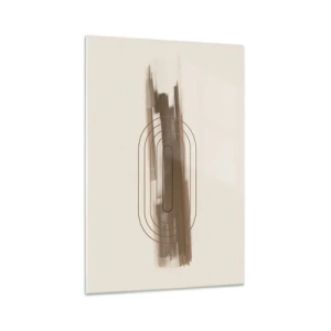 Quadro su vetro - Una composizione minimalista nei toni del beige e del grigio con un motivo geometrico - 70x100cm - Un soffio di grigio - Decorazione murale moderna per soggiorno e camera da letto ARTTOR