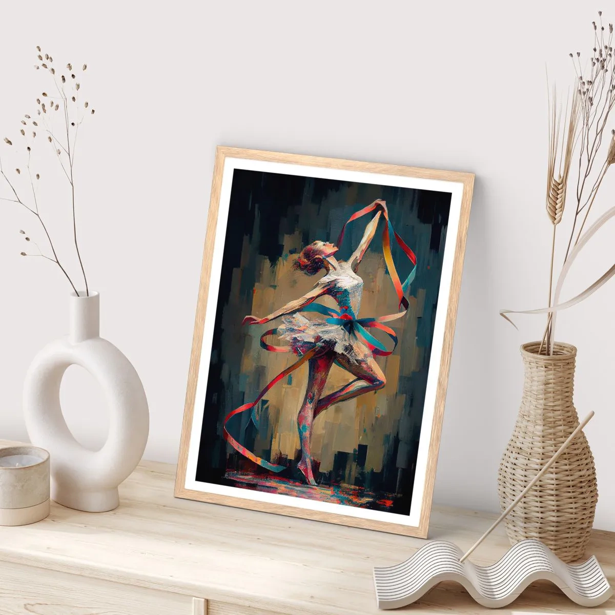 Poster in cornice rovere chiaro - Danza con nastro - 61x91 cm
