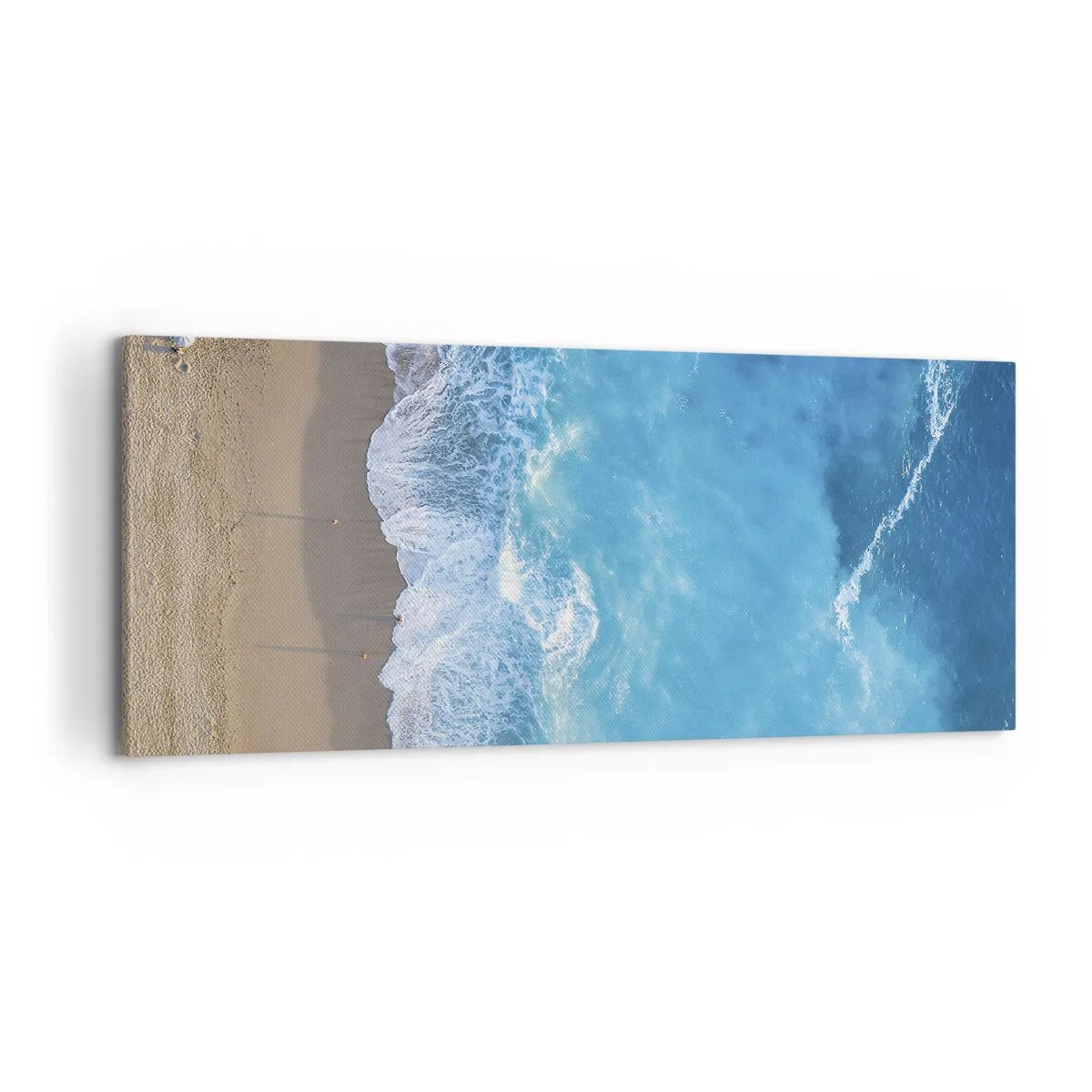 Quadro su tela - Stampe su Tela - Una vista a volo d'uccello della spiaggia e delle onde del mare - 120x50cm - La forza del blu - Decorazione murale moderna per soggiorno e camera da letto ARTTOR