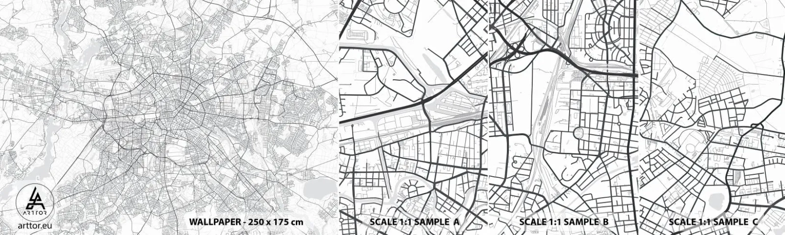 Campione Di Fotomurale Standard Eco - Il fiore di Berlino - Città, Mappa della città, Berlino - 100x30 cm
