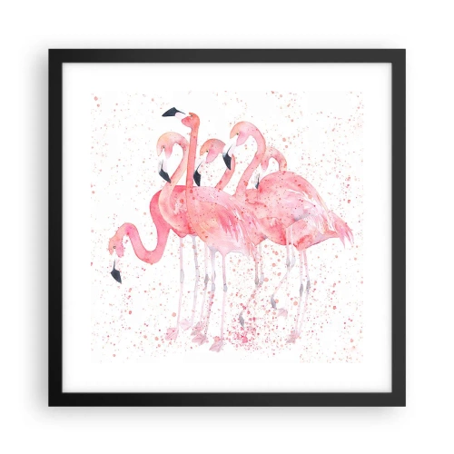 Poster in cornice nera - Gruppo in rosa - 40x40 cm