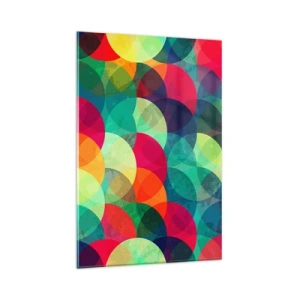Quadro su vetro - Motivi geometrici colorati composti da cerchi e semicerchi - 80x120cm - Ascensione arcobaleno - Decorazione murale moderna per soggiorno e camera da letto ARTTOR