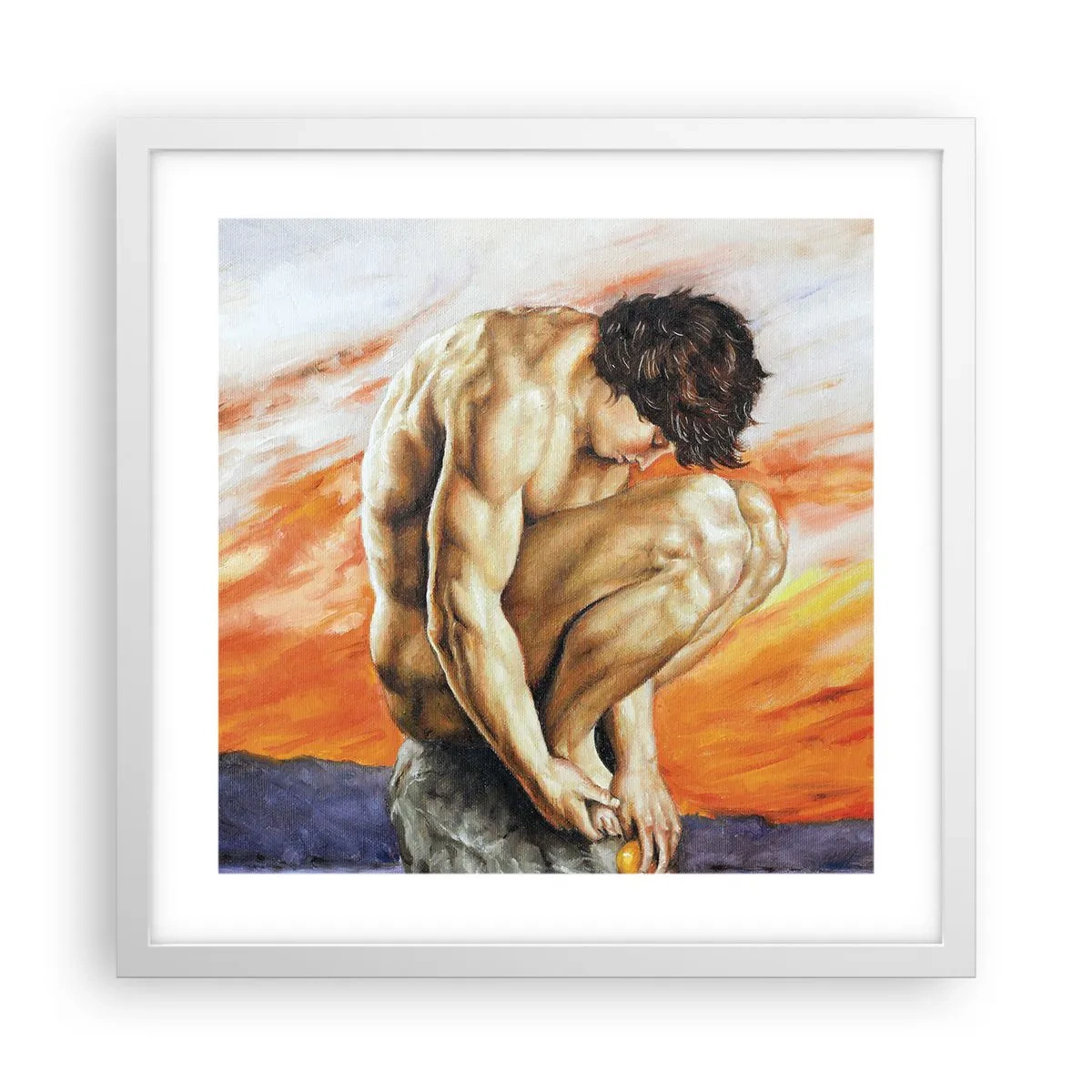 Poster in cornice bianca - Immerso in se stesso - 40x40 cm