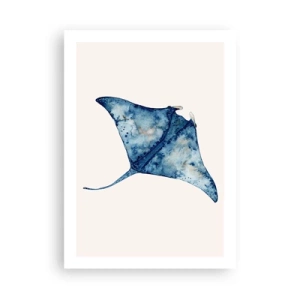 Poster - Disegno di una pastinaca nei toni del blu - 50x70cm - Vita nel blu - Decorazione murale moderna per soggiorno e camera da letto ARTTOR