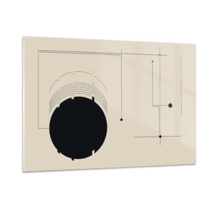 Quadro su vetro - Composizione astratta con un cerchio nero e linee geometriche - 120x80cm - Composizione elastica e dinamica - Decorazione murale moderna per soggiorno e camera da letto ARTTOR