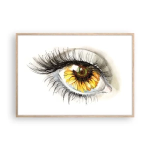 Poster in cornice rovere chiaro - Uno sguardo caldo come l'estate - 100x70 cm