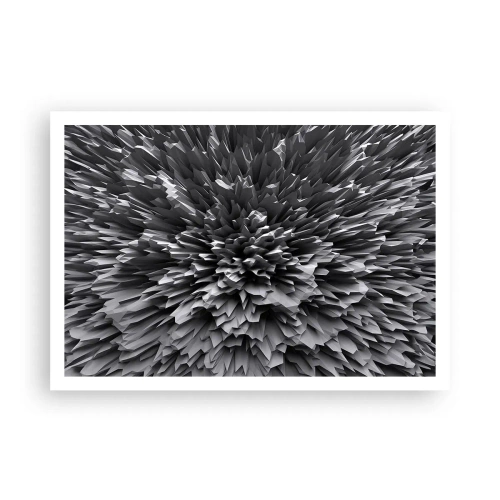 Poster - Struttura astratta in tonalità di grigio - 100x70cm - Spigolosità massima - Decorazione murale moderna per soggiorno e camera da letto ARTTOR