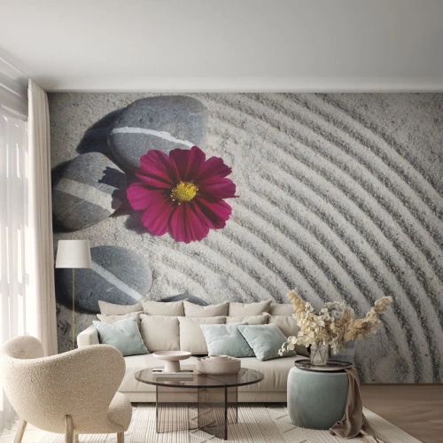 Fotomurali Autoadesivo Deluxe Sticker - Energia e pace nel cerchio magico della natura - Fiori, Sabbia, Pietre - 500x350 cm