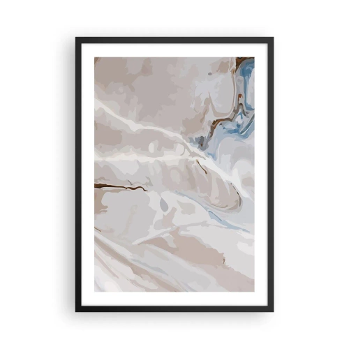 Poster in cornice nera - Motivo marmorizzato in delicate tonalità beige e blu - 50x70cm - Meandri blu sotto il bianco - Decorazione murale moderna per soggiorno e camera da letto ARTTOR
