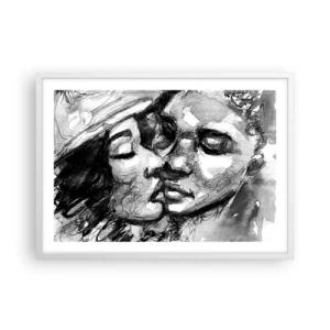 Poster in cornice bianca - Un attimo di tenerezza - 70x50 cm