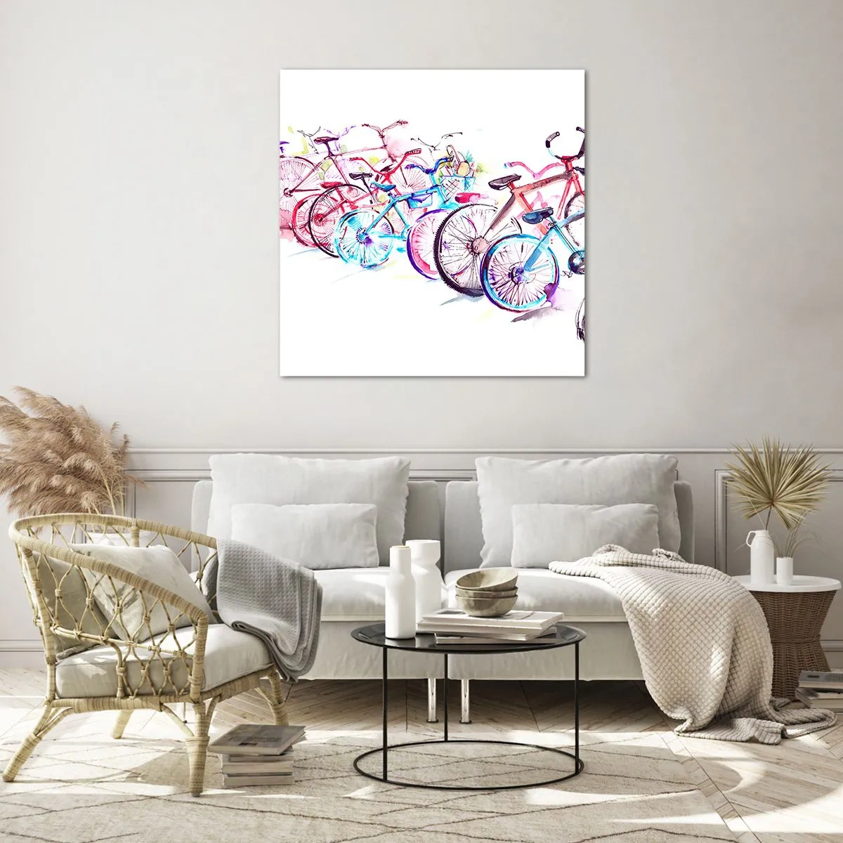 Quadro su vetro - La riunione del club Antimoto - 70x70 cm