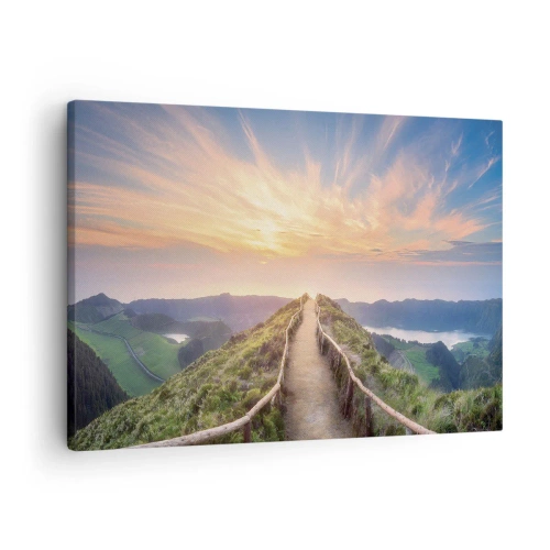 Quadro su tela - Stampe su Tela - Un pittoresco sentiero su una collina con vista sul tramonto - 70x50cm - Vicino al cielo - Decorazione murale moderna per soggiorno e camera da letto ARTTOR