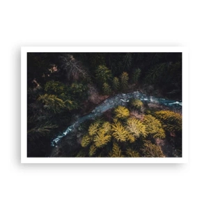 Poster - Una vista dall'alto di una foresta con un fiume tortuoso - 100x70cm - Sempre più veloce - Decorazione murale moderna per soggiorno e camera da letto ARTTOR