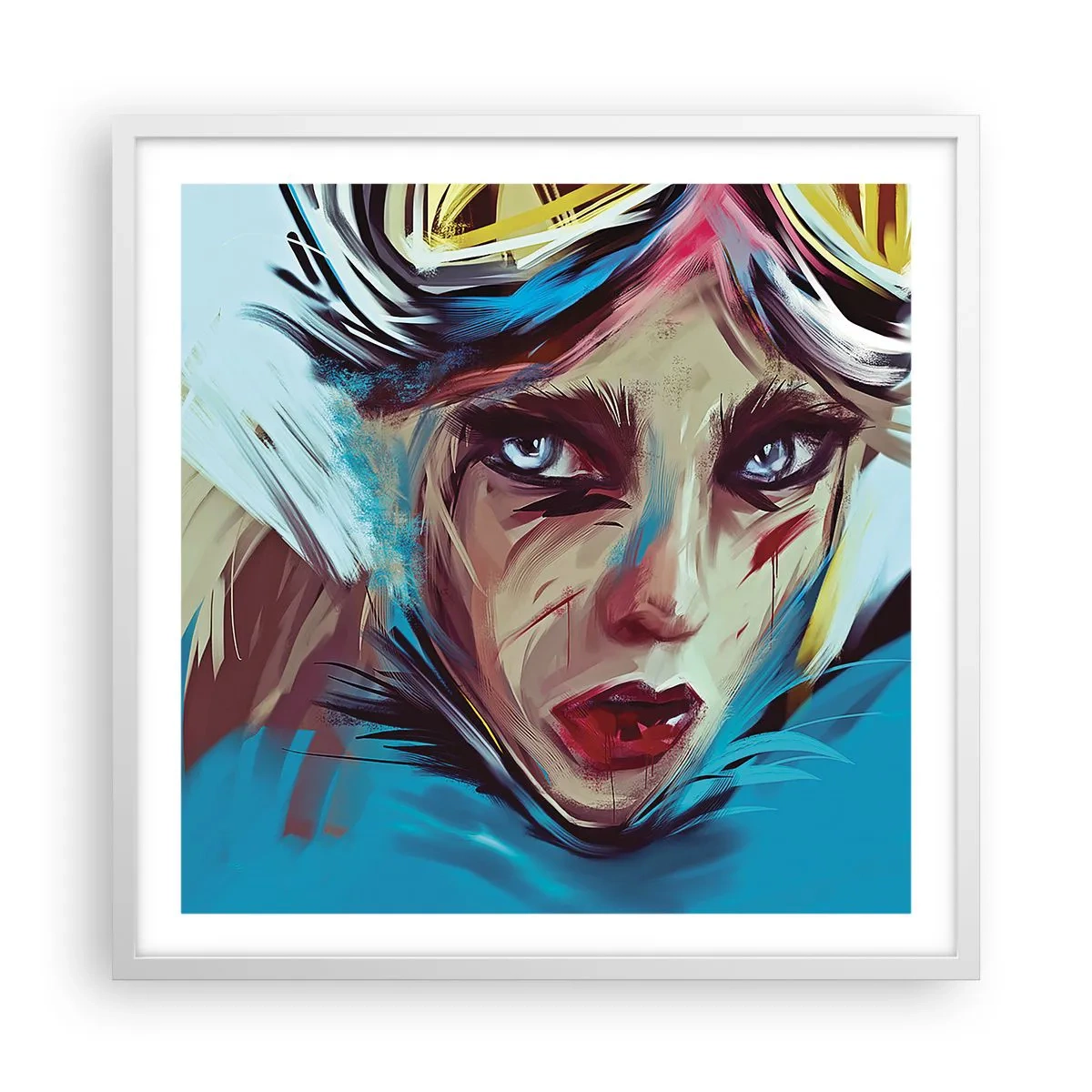 Poster in cornice bianca - La guerriera della strada - 60x60 cm