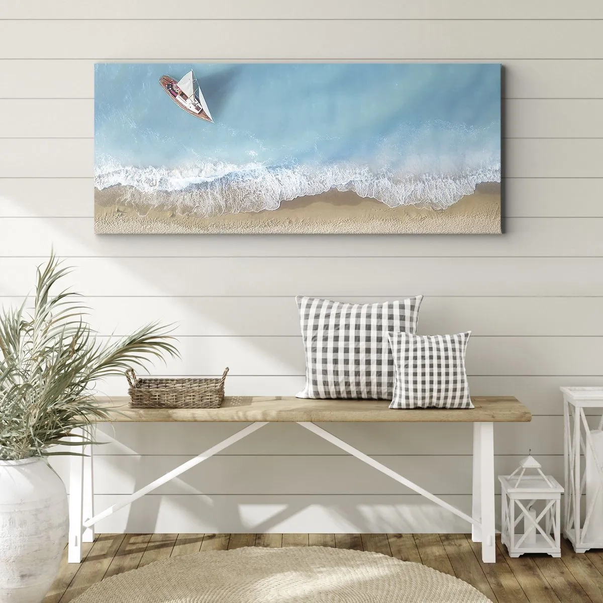 Quadro su tela - Stampe su Tela - Al confine del blu e dell'oro - 100x40 cm