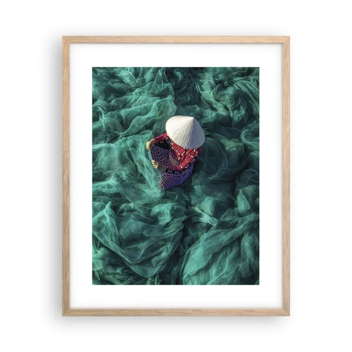 Poster in cornice rovere chiaro - Nel mare di reti - 40x50 cm