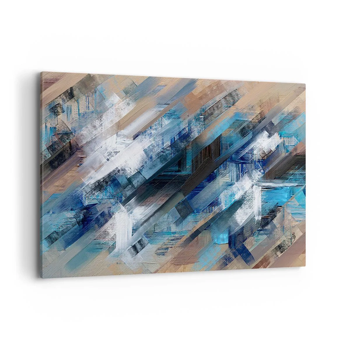 Quadro su tela - Stampe su Tela - Composizione astratta con linee diagonali blu - 120x80cm - Sulla diagonale blu - Decorazione murale moderna per soggiorno e camera da letto ARTTOR