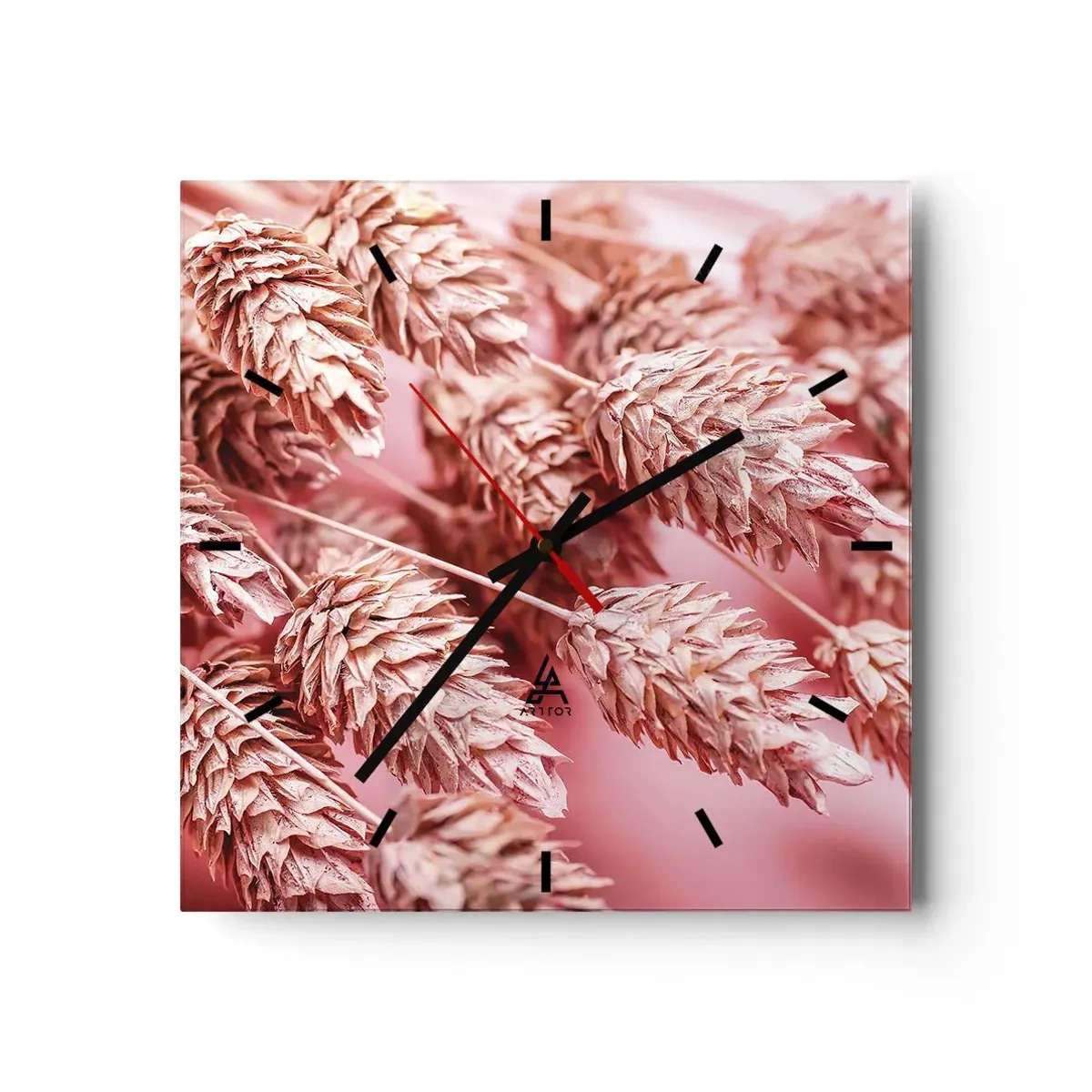 Orologio da parete - Orologio in Vetro - Cascata di fiori in rosa - 40x40 cm