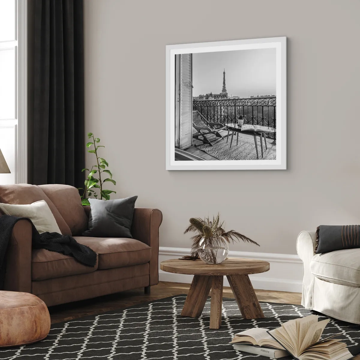 Poster in cornice bianca - Pomeriggio parigino - 50x50 cm