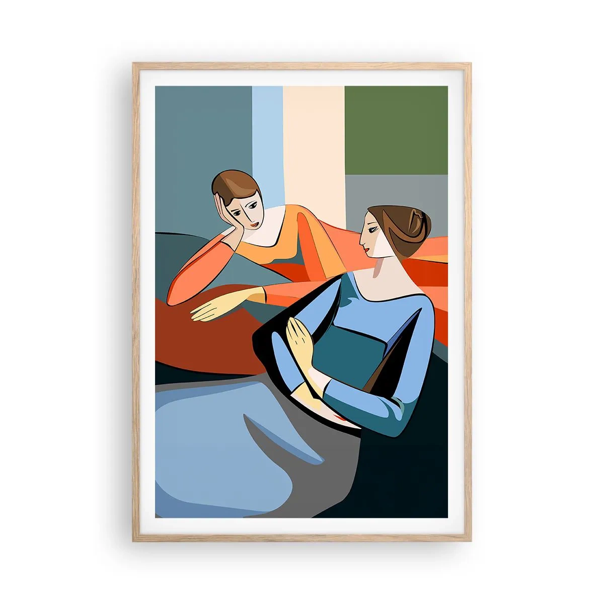 Poster in cornice rovere chiaro - Il momento delle confidenze - 70x100 cm