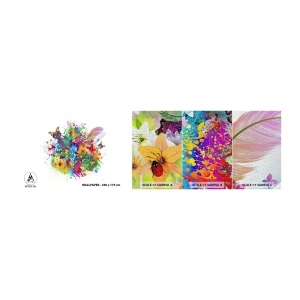 Campione di Fotomurale Premium Canvas - Un mazzo di gioia - Farfalla, Fiore, Grafica - 100x30 cm