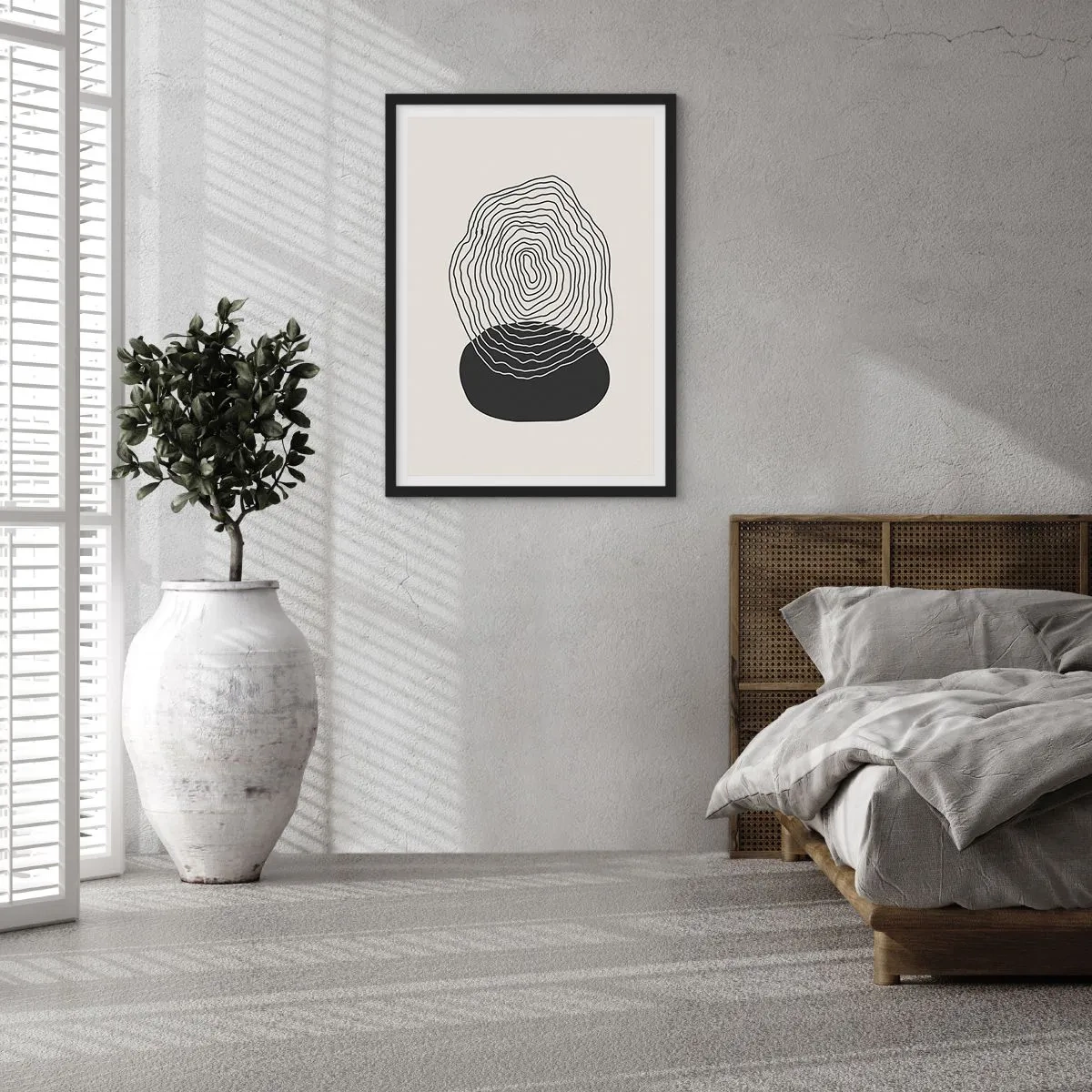 Poster in cornice nera - Linee nere che creano una forma astratta su uno sfondo chiaro - 50x70cm - Durata e vibrazione - Decorazione murale moderna per soggiorno e camera da letto ARTTOR