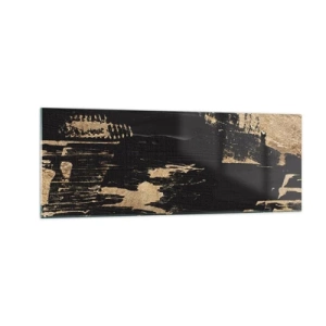 Quadro su vetro - Composizione astratta nei toni del nero e dell'oro - 140x50cm - Tracce del contatto - Decorazione murale moderna per soggiorno e camera da letto ARTTOR