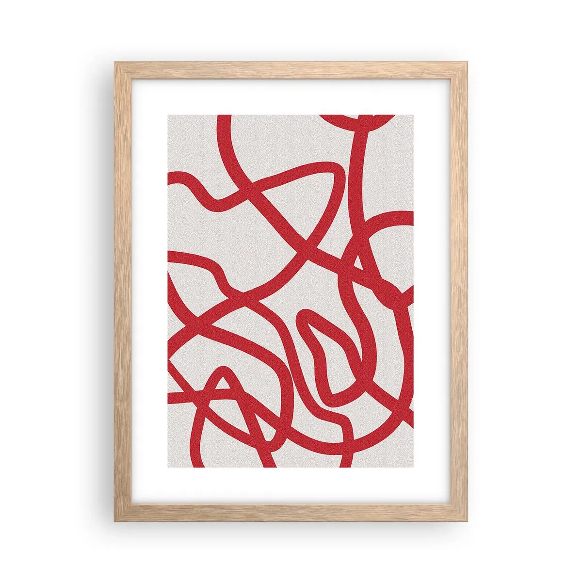 Poster in cornice rovere chiaro - Rosso su bianco - 30x40 cm