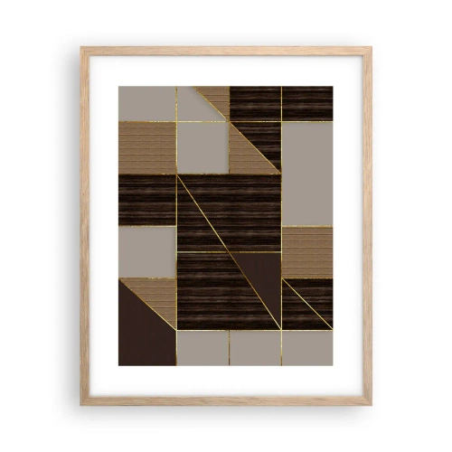 Poster in cornice rovere chiaro - Mosaico di marrone e oro - 40x50 cm
