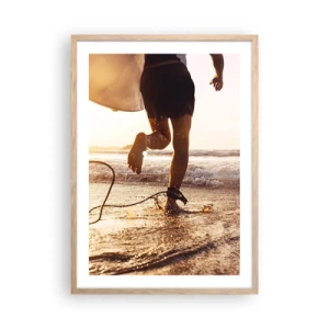 Poster in cornice rovere chiaro - L'incontro delle onde - 50x70 cm