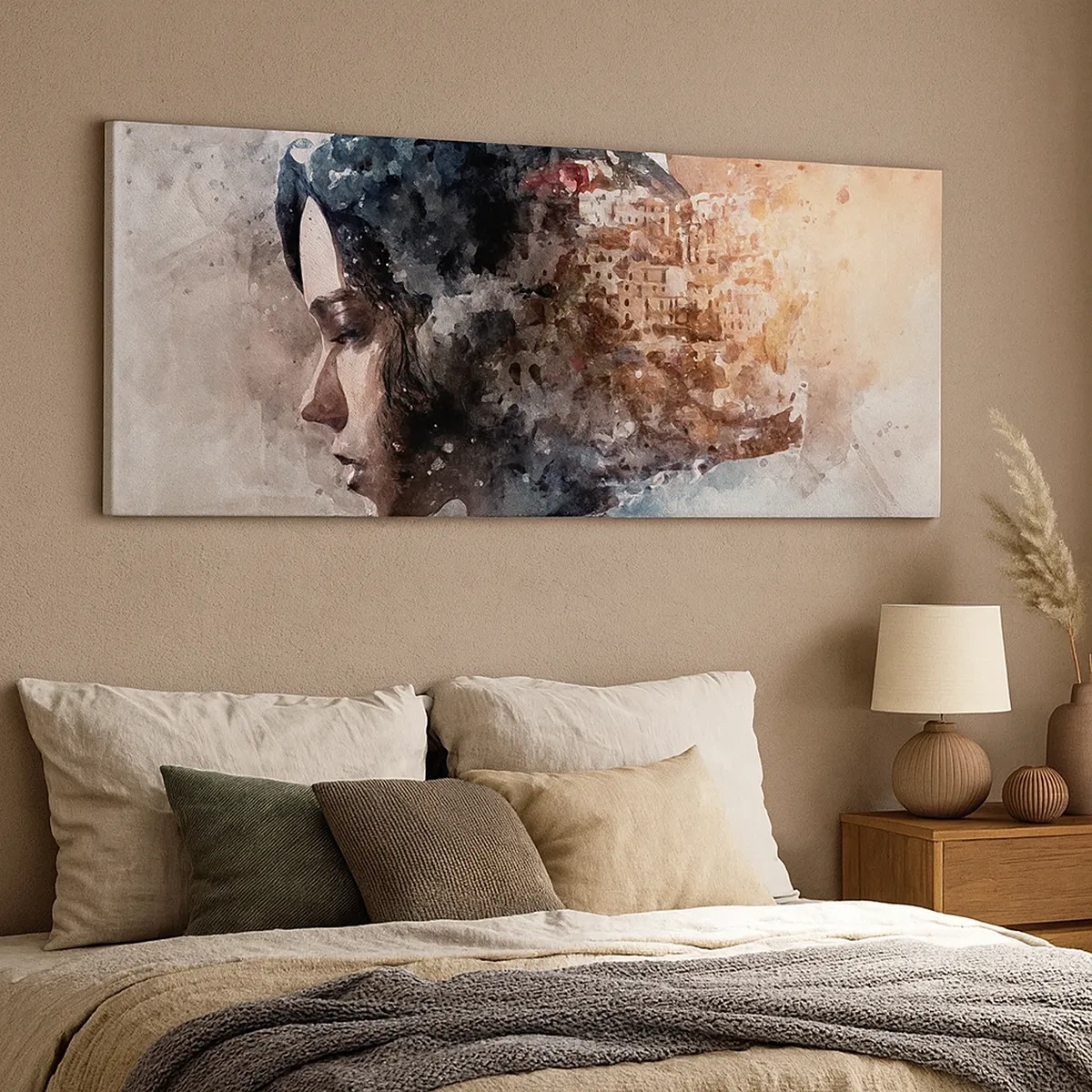 Quadro su tela - Stampe su Tela - Racconto su una ragazza con città sullo sfondo - 30x30 cm