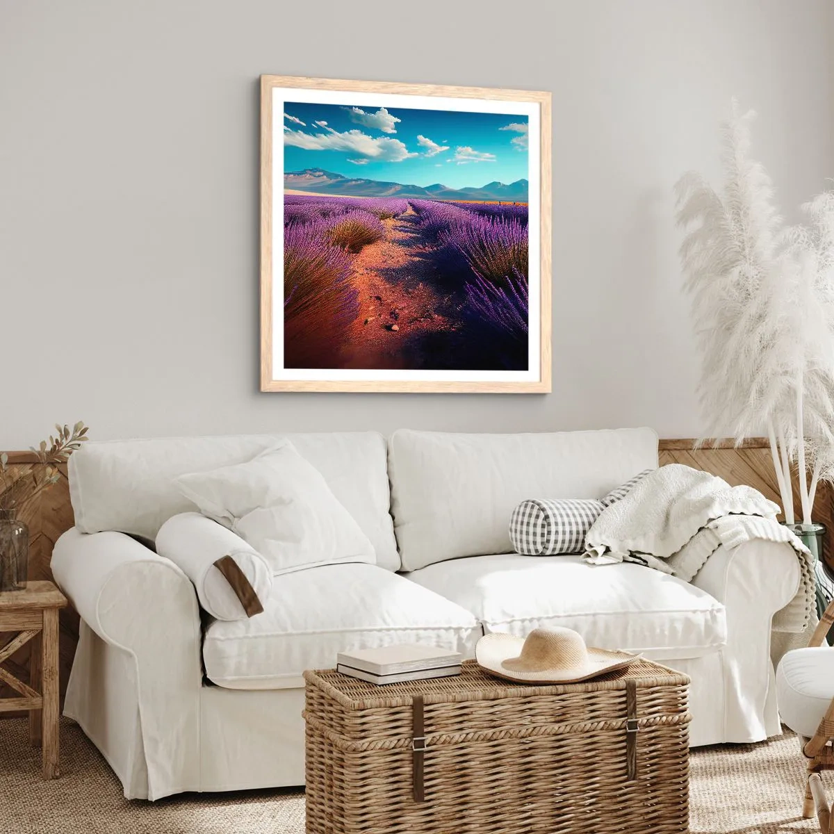 Poster in cornice rovere chiaro - Campi profumati - 30x30 cm