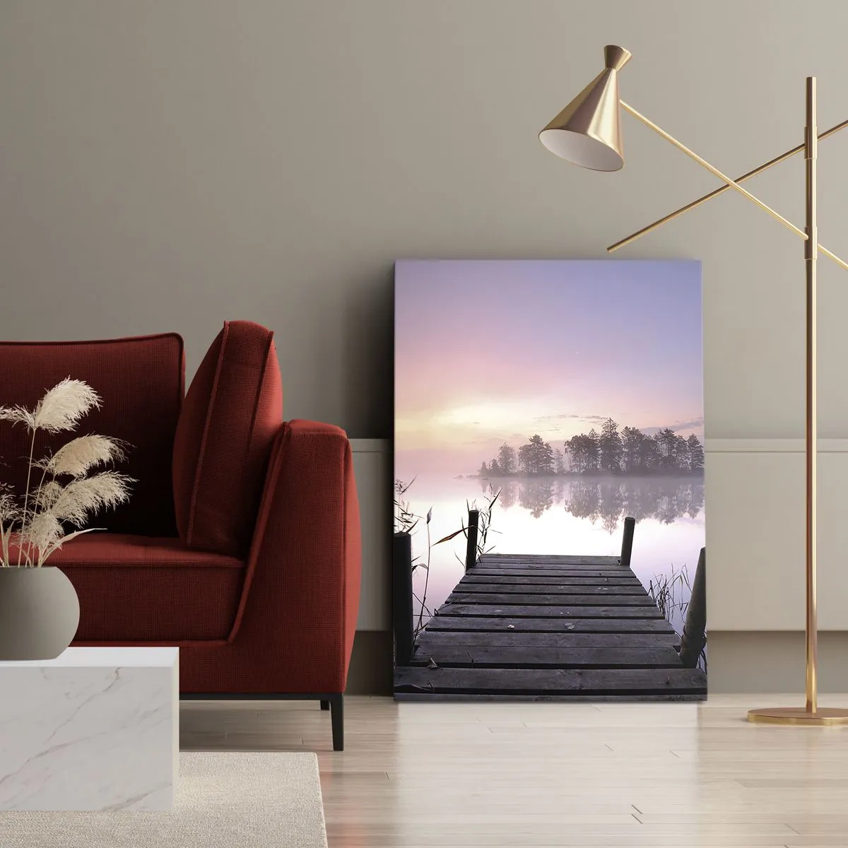 Quadro su tela - Stampe su Tela - Nebbia color lilla - 65x120 cm