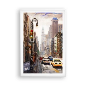 Poster in cornice bianca - New York: colorata anche sotto la pioggia - 61x91 cm