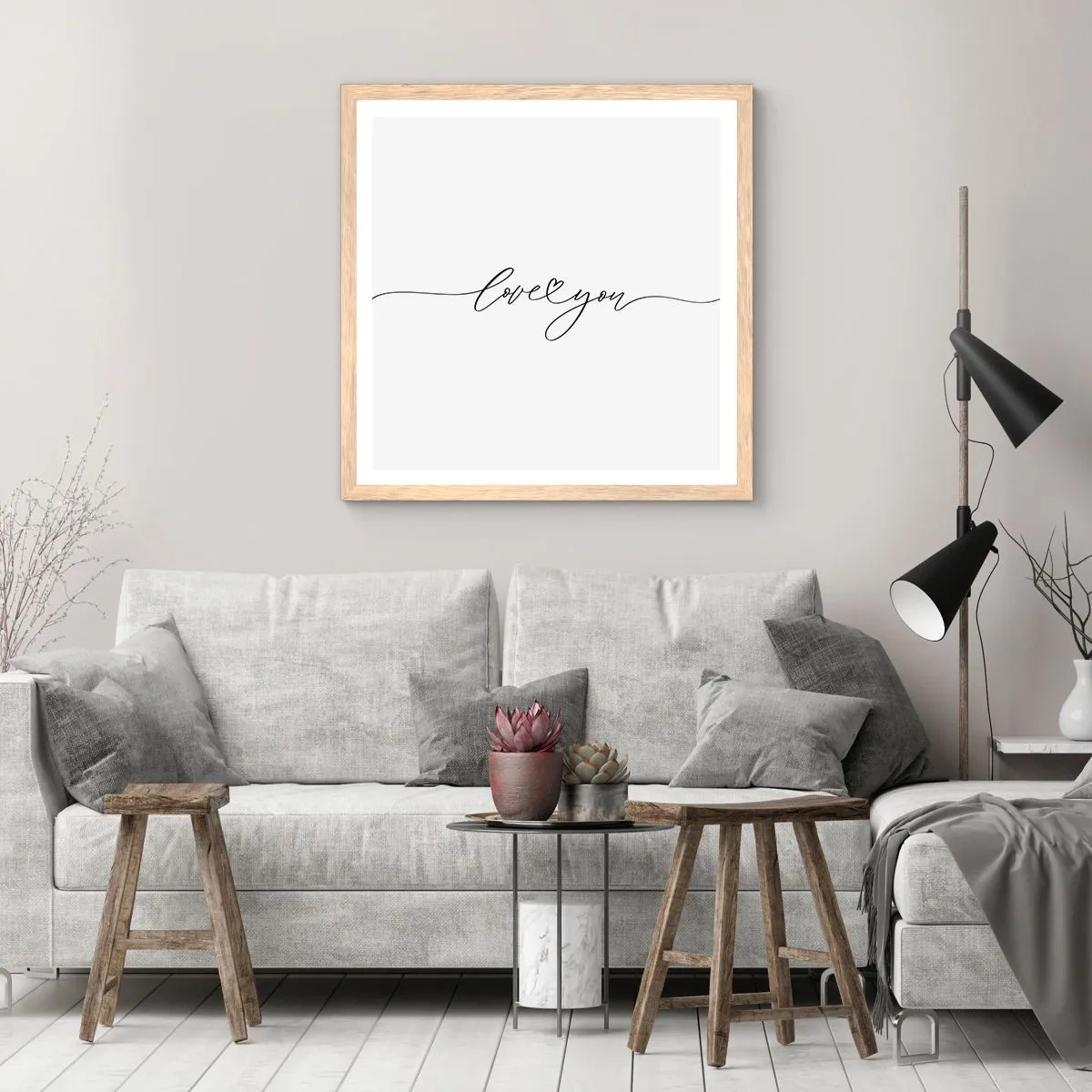 Poster in cornice rovere chiaro - Bianco e nero - 50x50 cm