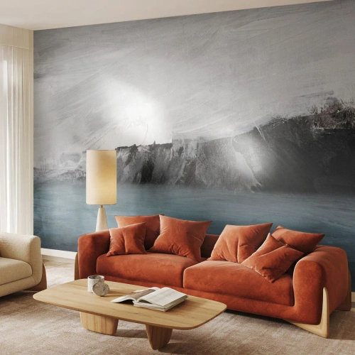 Fotomurali Premium Sand - Il contrasto degli elementi in una composizione astratta di terra e acqua - 100x70cm - Acqua-terra: lo scontro degli elementi - Decorazione murale moderna per soggiorno e camera da letto ARTTOR