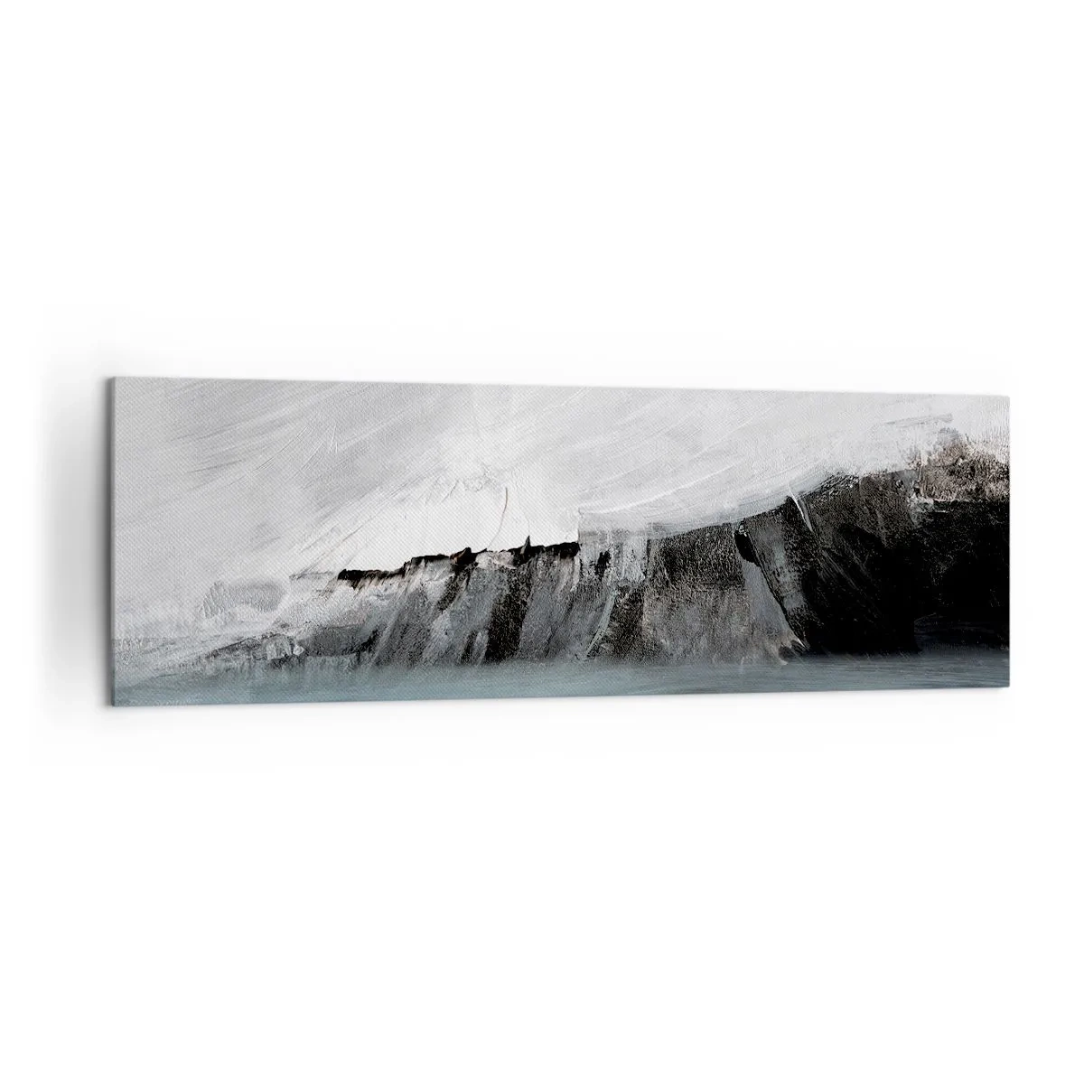 Quadro su tela - Stampe su Tela - Paesaggio astratto con acqua e una costa rocciosa - 160x50cm - Acqua-terra: lo scontro degli elementi - Decorazione murale moderna per soggiorno e camera da letto ARTTOR