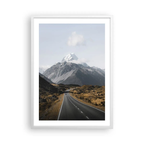 Poster in cornice bianca - Via verso il cuore dei monti - 50x70 cm