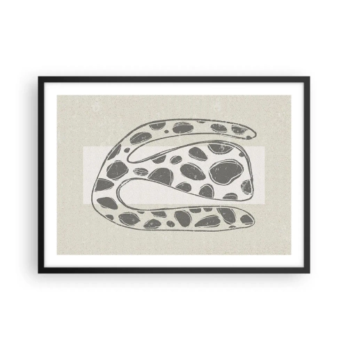 Poster in cornice nera - Motivo organico astratto in tonalità di grigio - 70x50cm - Creatura stranissima - Decorazione murale moderna per soggiorno e camera da letto ARTTOR