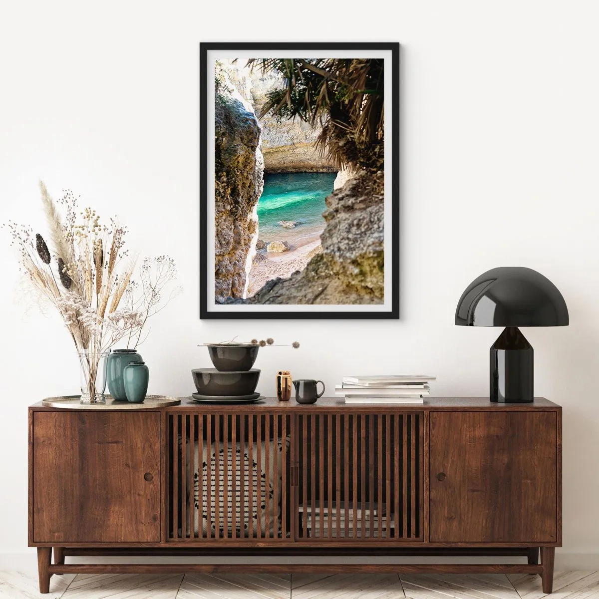 Poster in cornice nera - La baia turchese - 30x40 cm