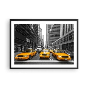 Poster in cornice nera - Taxi gialli per le strade di New York - 70x50cm - Siamo noi che coloriamo la città - Decorazione murale moderna per soggiorno e camera da letto ARTTOR