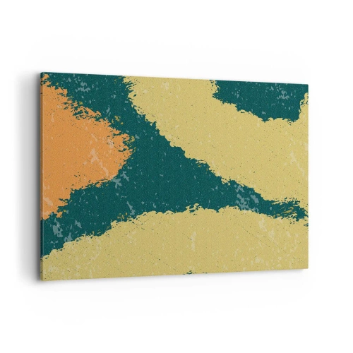 Quadro su tela - Stampe su Tela - Punti astratti nei colori terrosi e verdi - 100x70cm - Astrazione: movimento lento - Decorazione murale moderna per soggiorno e camera da letto ARTTOR