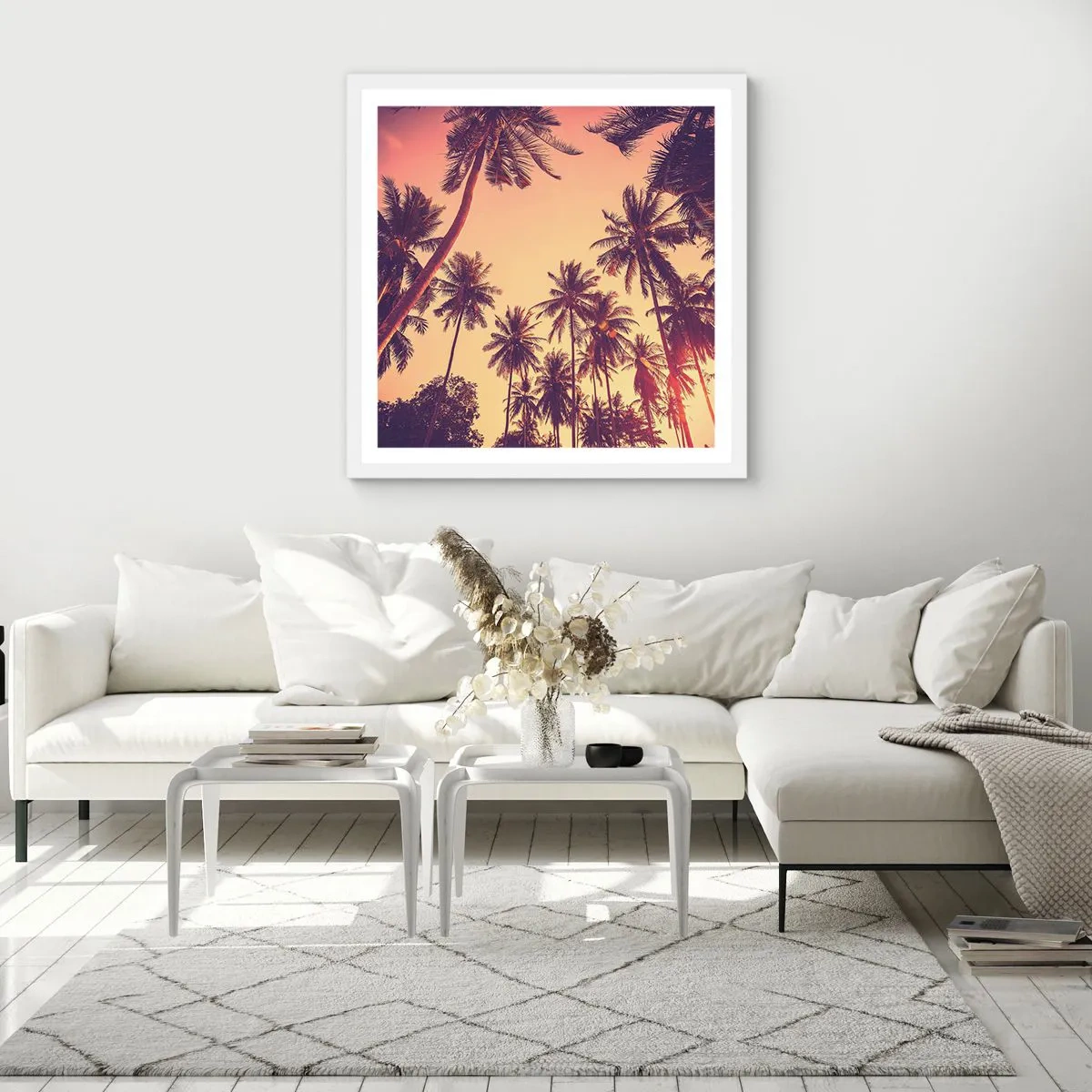 Poster in cornice bianca - Composizione tropicale - 30x30 cm