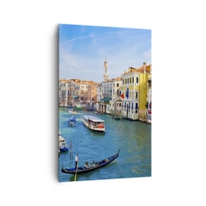 Quadro su tela - Stampe su Tela - Un canale veneziano con una gondola e edifici colorati - 80x120cm - Una circolazione stradale unica al mondo - Decorazione murale moderna per soggiorno e camera da letto ARTTOR