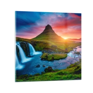Quadro su vetro - Islanda: acqua e fuoco - 30x30 cm